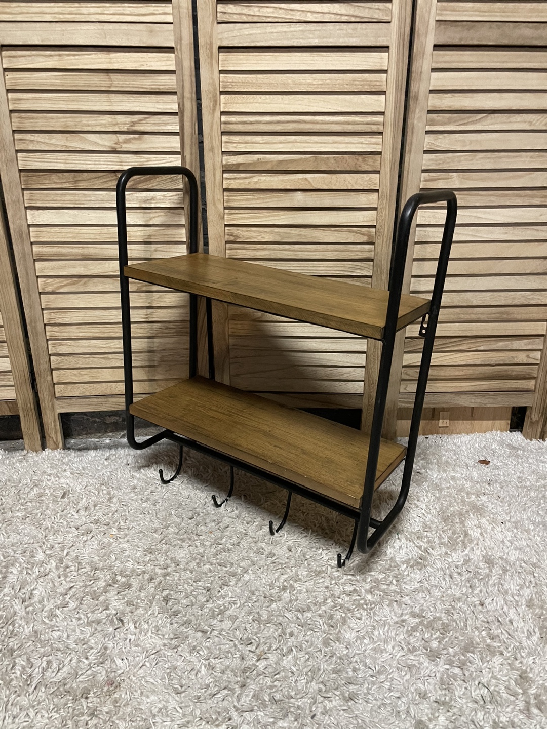Two-Tier Wall Mounted Shelf with Hooks - photo 3