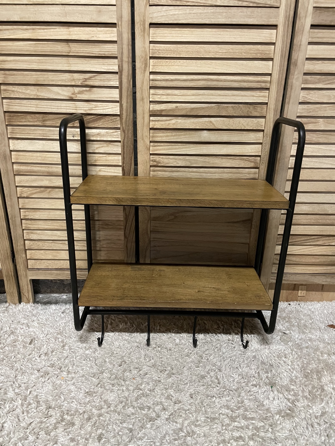 Two-Tier Wall Mounted Shelf with Hooks - photo 2