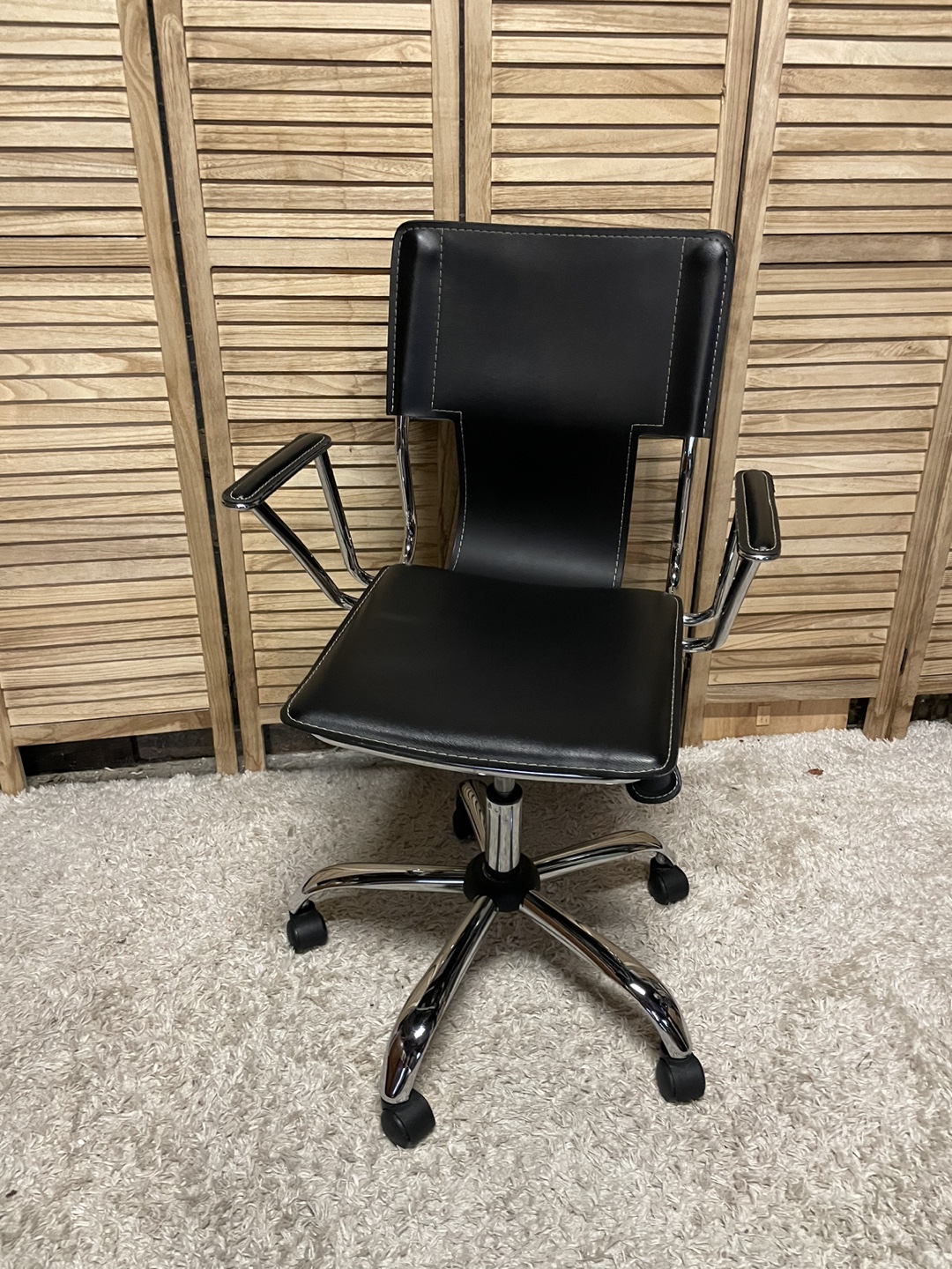 Black Office Chair with Chrome Base