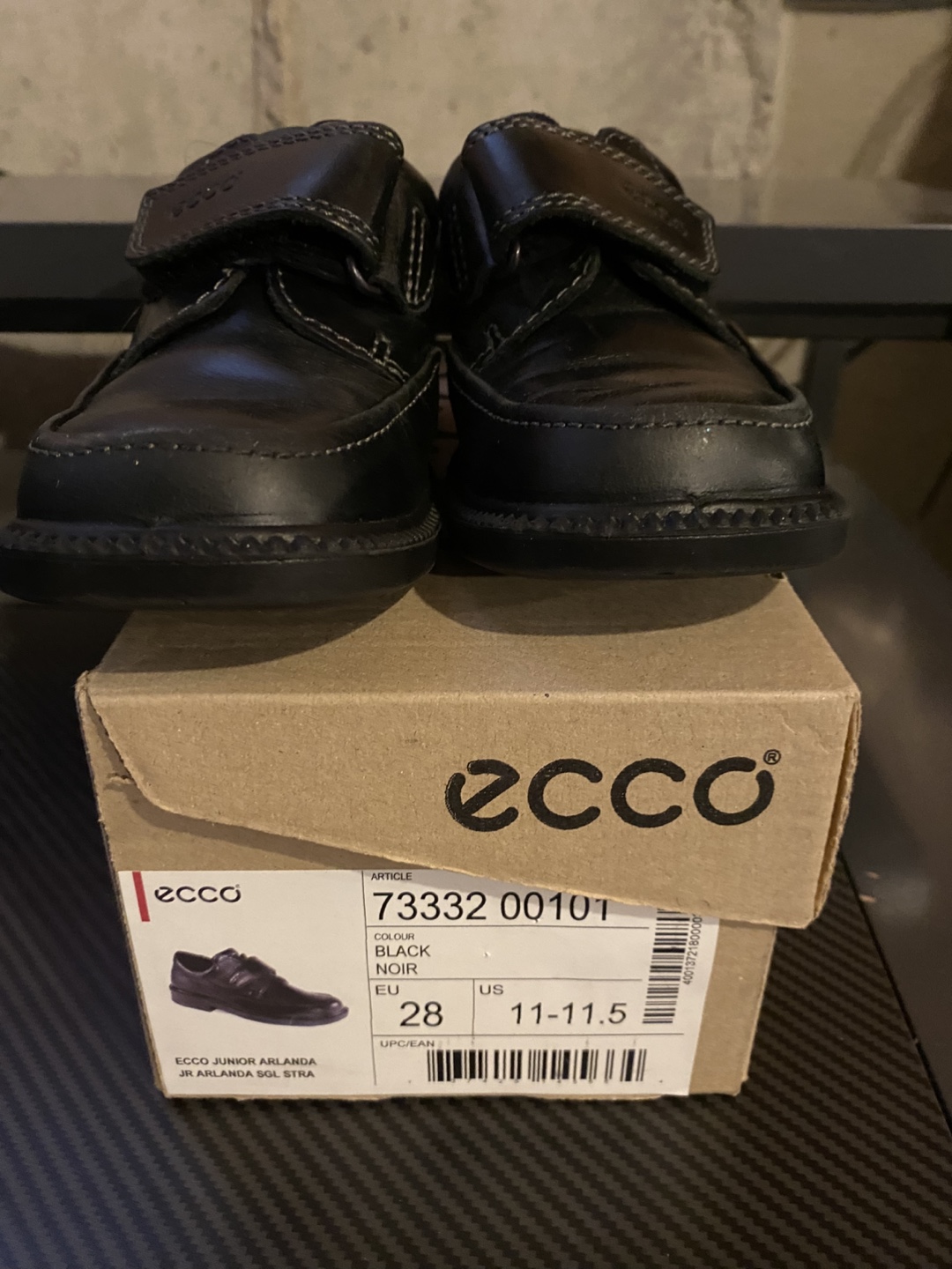 Ecco Boys' Black Leather Shoes Size 11.5