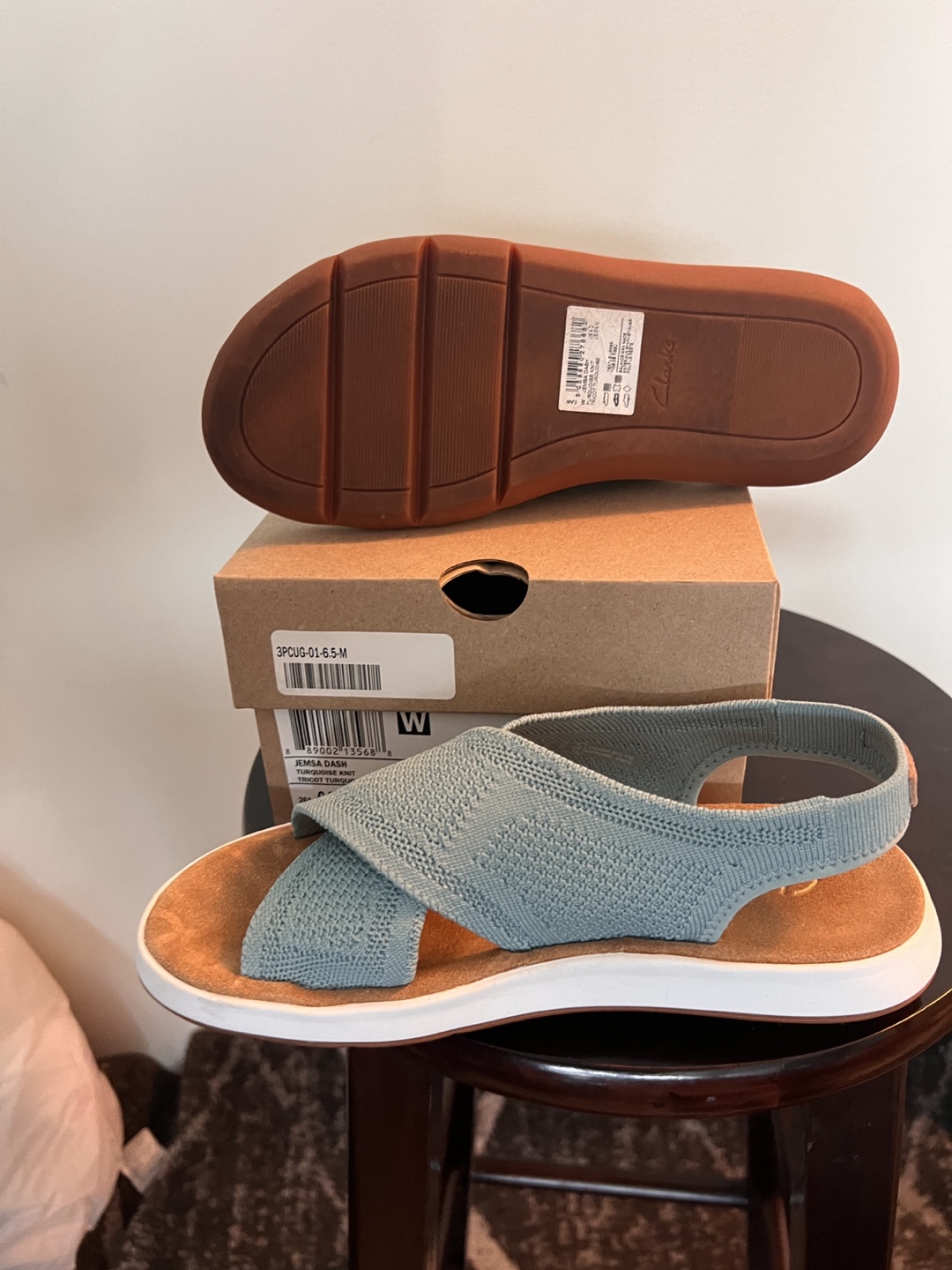 Clarks Jelsa Dawn Blue Knit Sandals