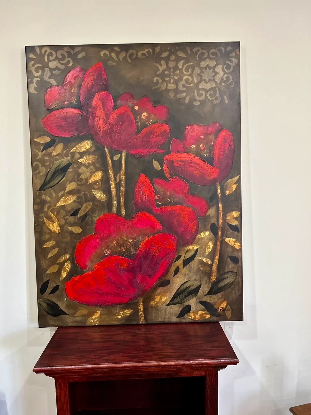 Red Flower Canvas Wall Art thumbnail