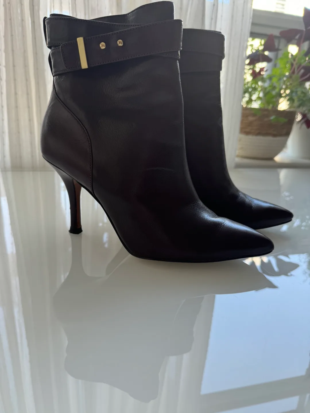 Nine West Rich Brown Leather Ankle Boots 71/2 thumbnail