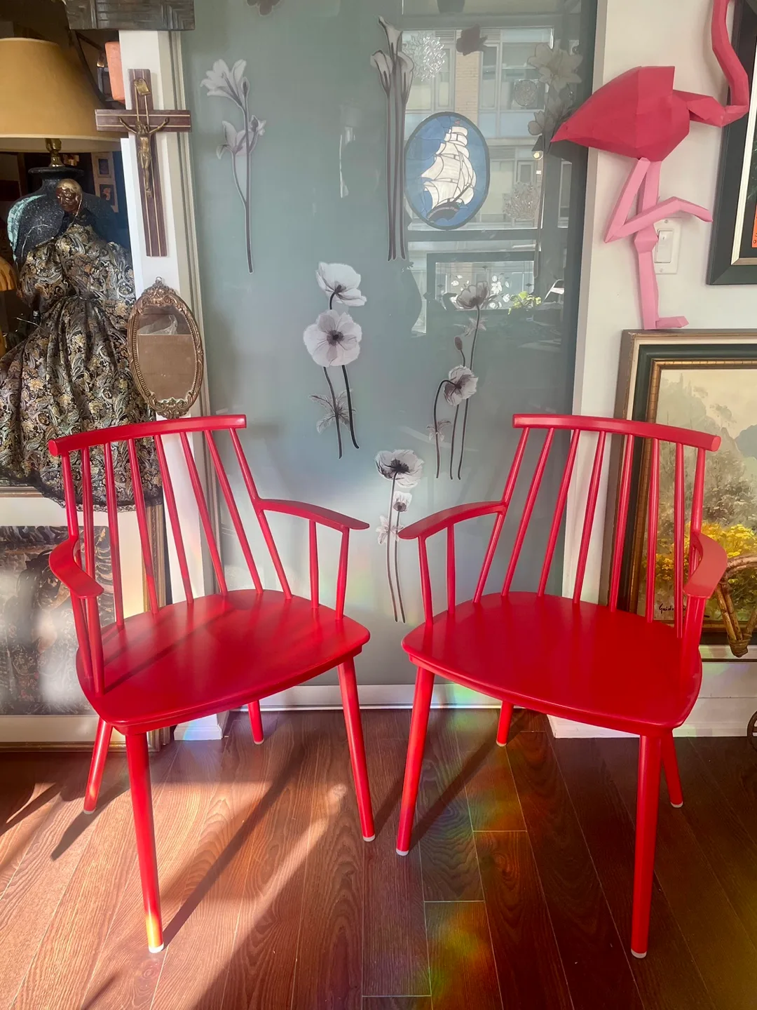 Crate and Barrel Red Enamel Chair thumbnail