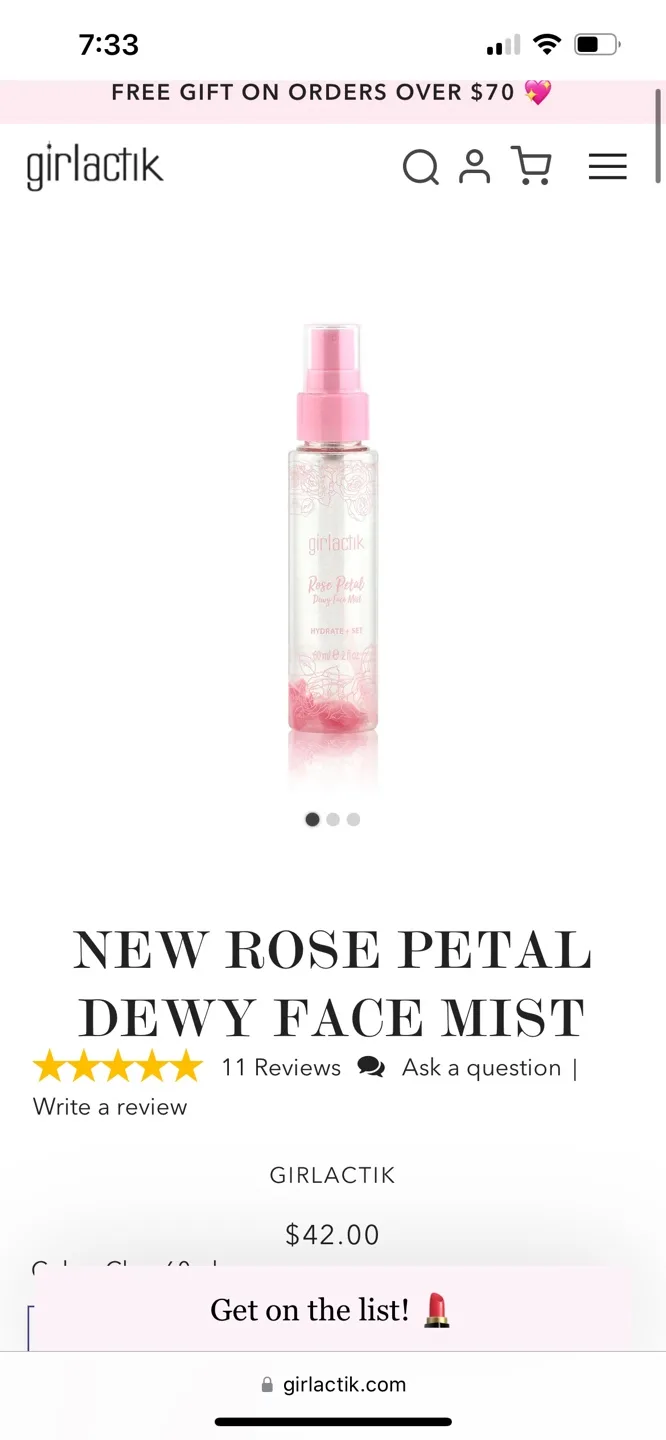 Girlactik NEW ROSE PETAL DEWY FACE MIST image indicator(2)