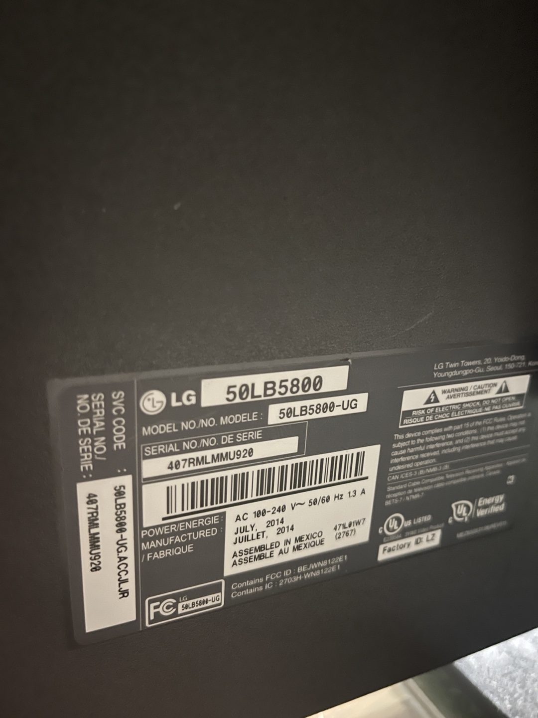 LG 50LB5800-UG 50 inch TV - photo 2