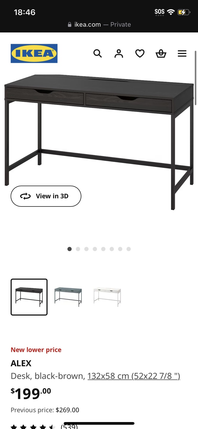 IKEA ALEX Desk - Black-Brown