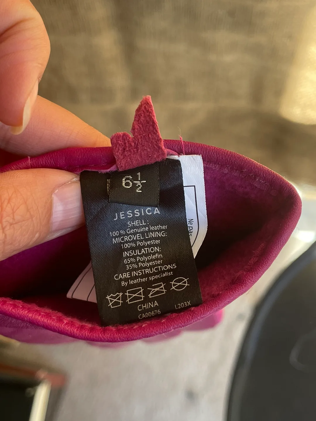 Pink Leather Gloves - Jessica - Size 6 1/2 image indicator(4)