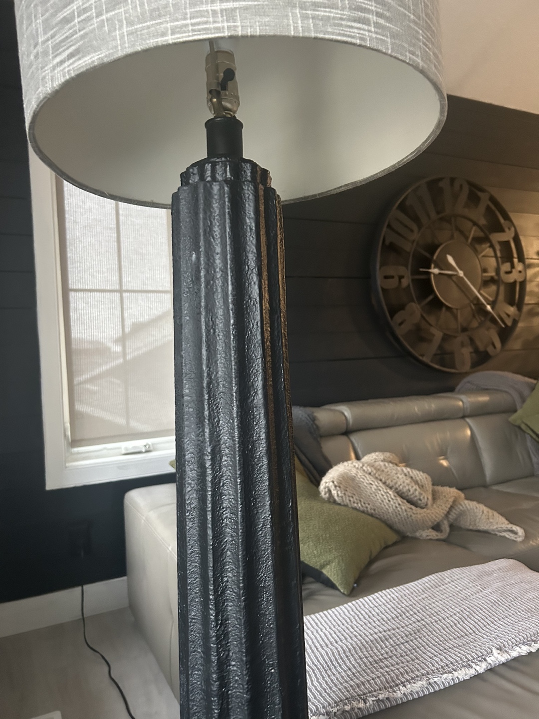 Black Floor Lamp with Grey Shade - photo 2