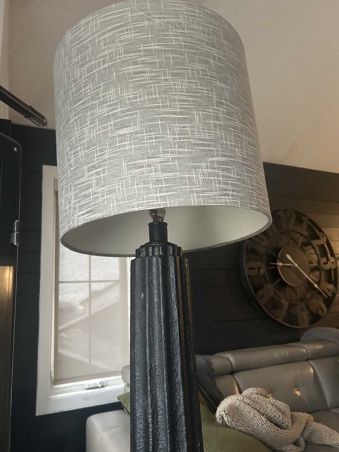 Black Floor Lamp with Grey Shade