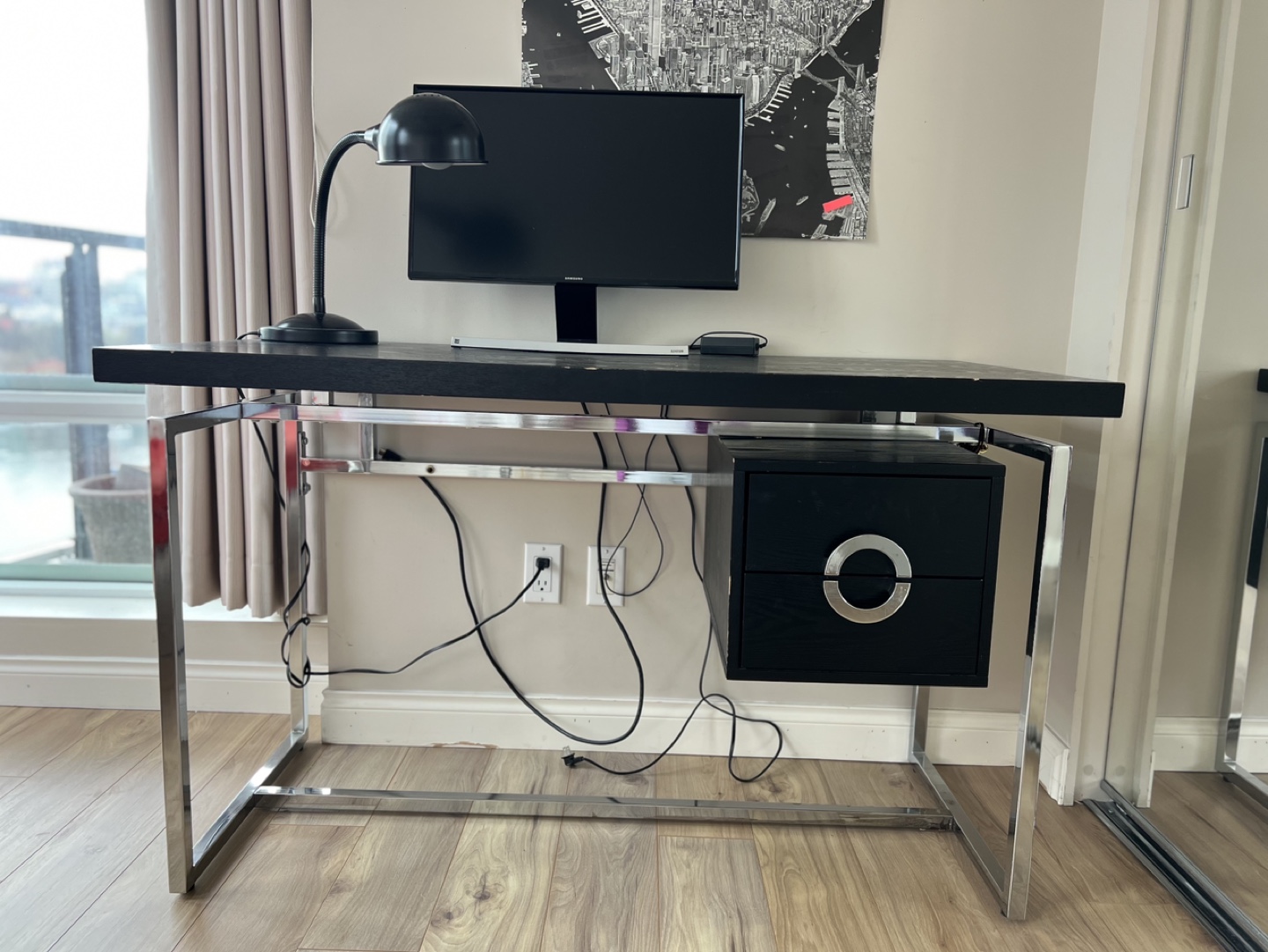 Black Desk with Chrome Legs - photo 2