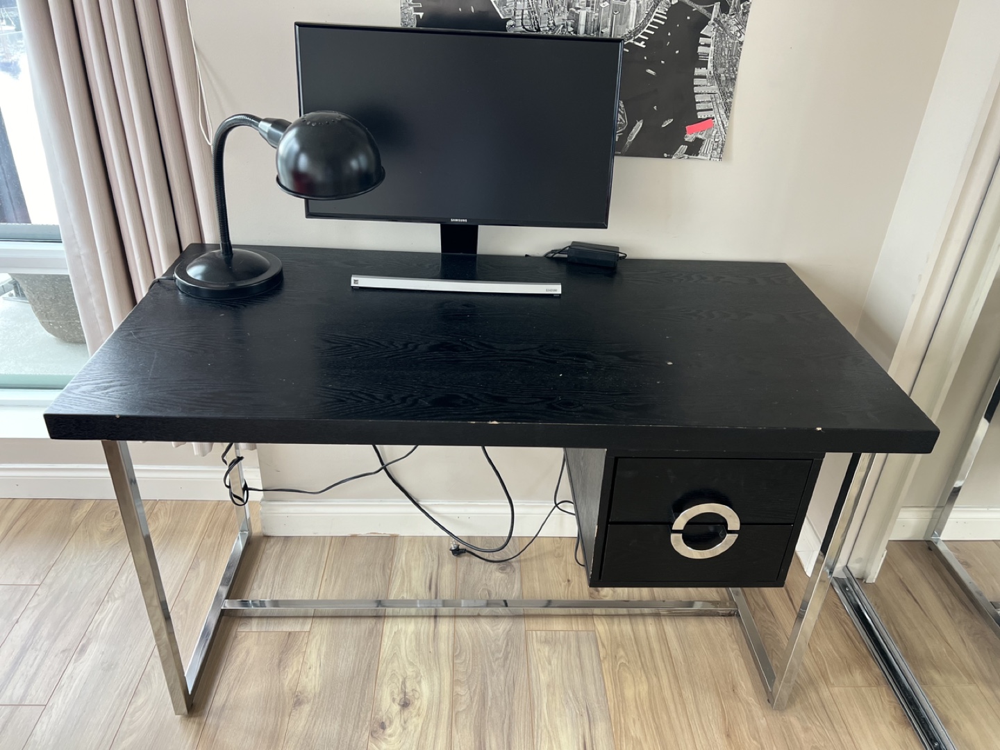 Black Desk with Chrome Legs
