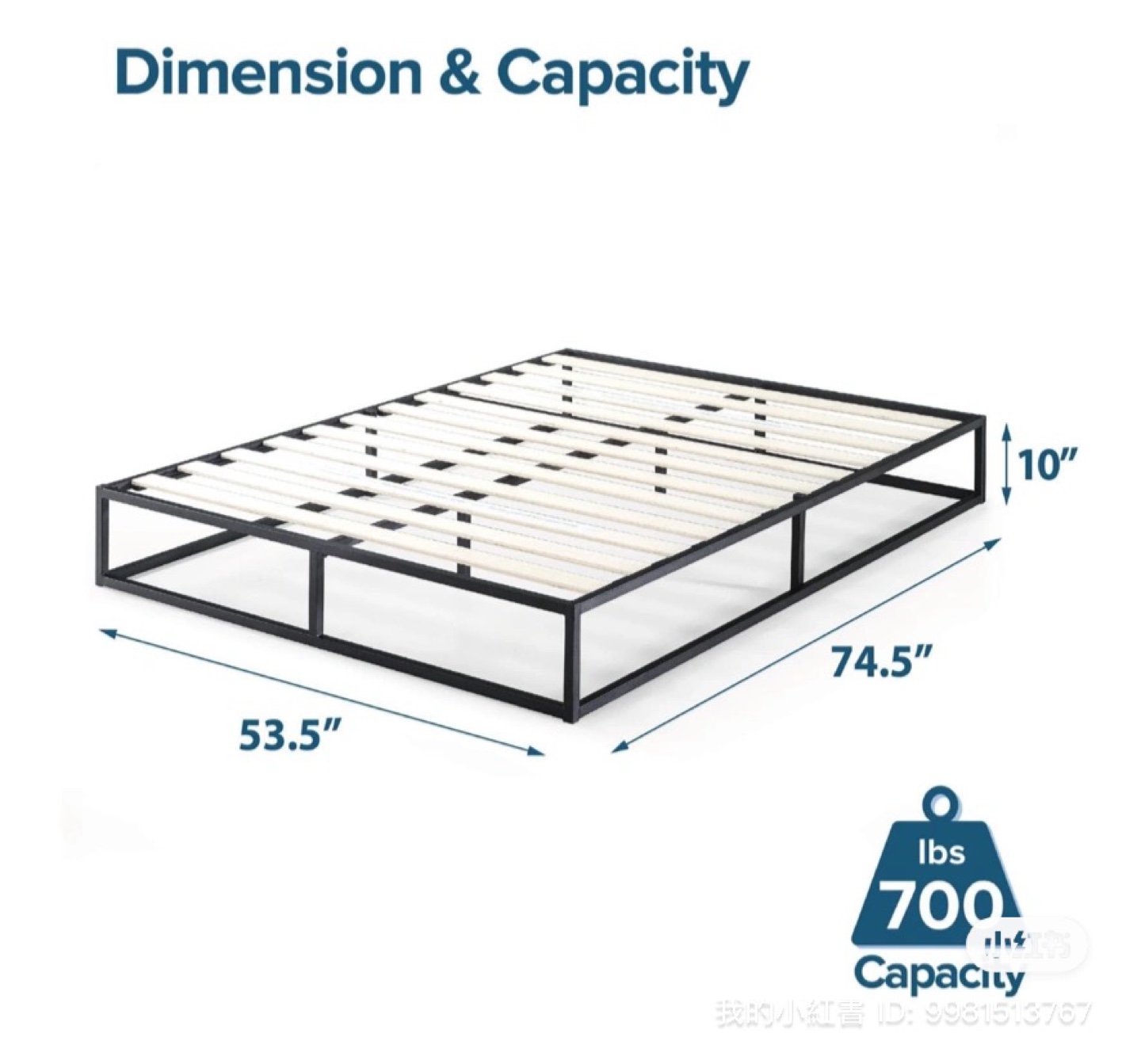 Double / Full Metal Bed Frame with Slats - photo 3