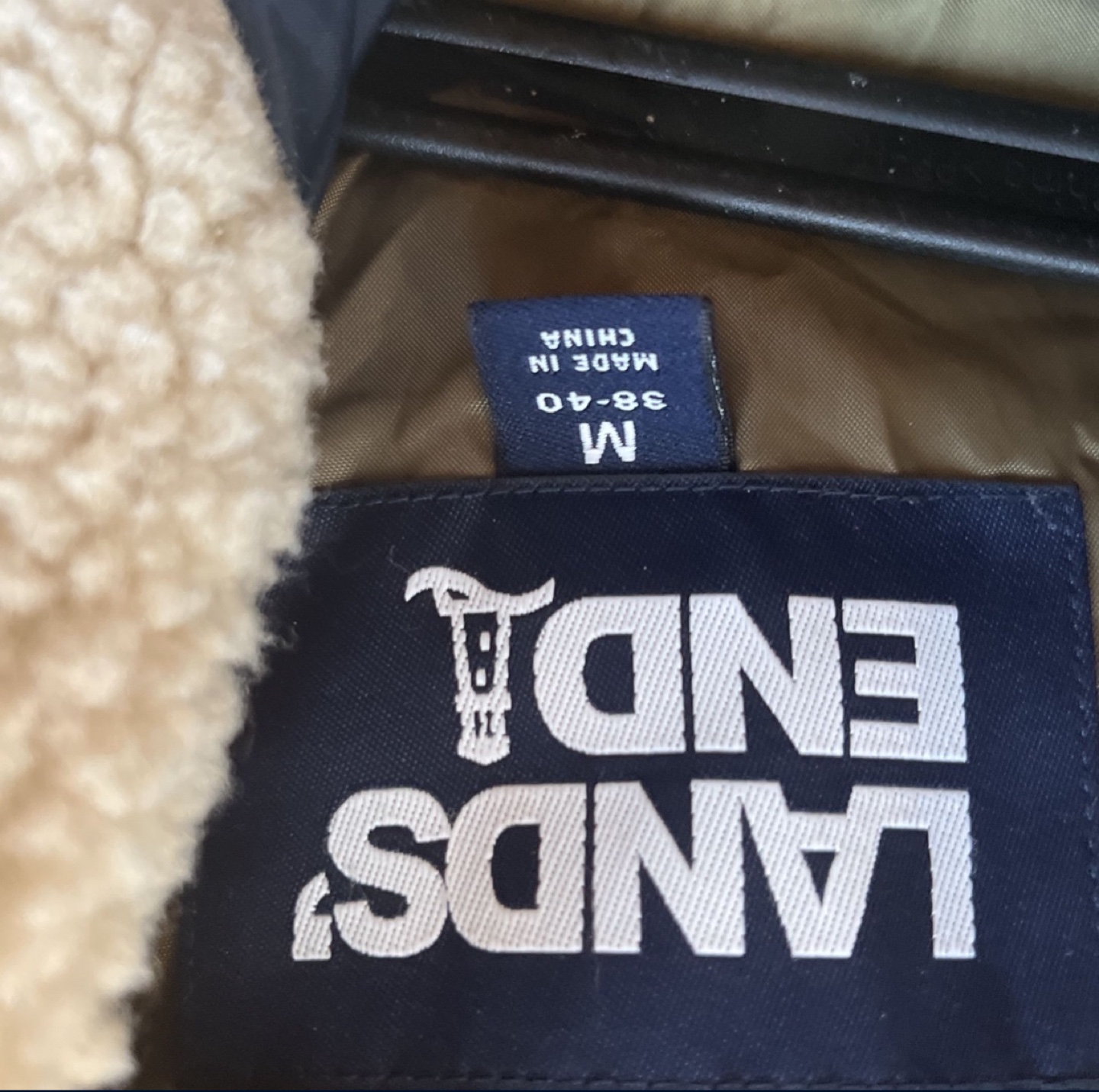 Lands' End Men's Navy Blue Puffer Jacket with Sherpa Collar - photo 3