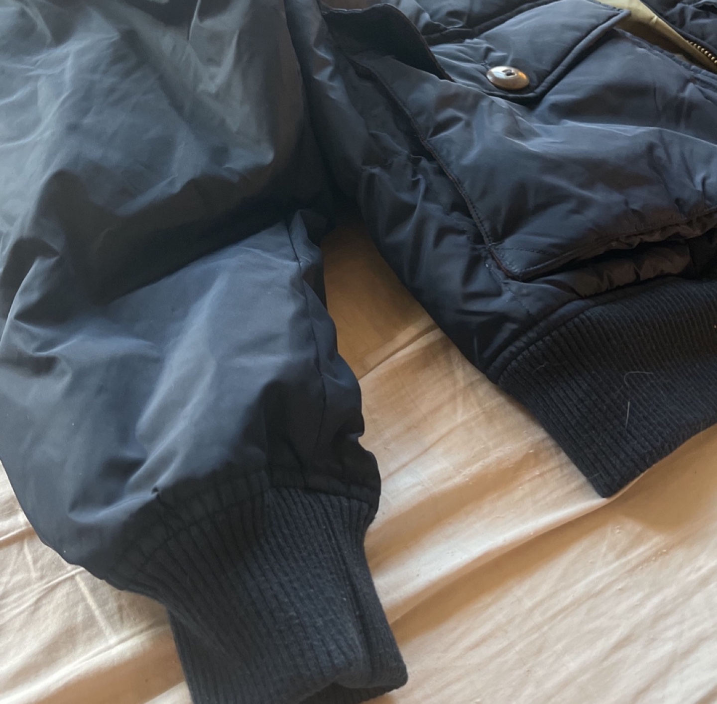 Lands' End Men's Navy Blue Puffer Jacket with Sherpa Collar - photo 4