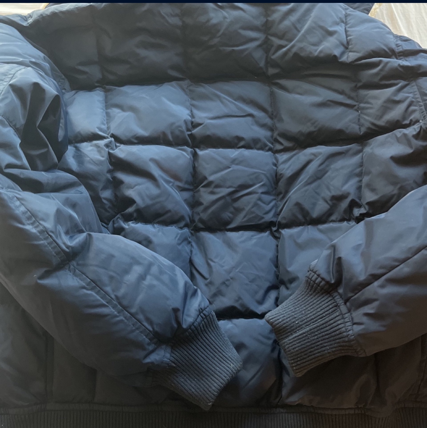 Lands' End Men's Navy Blue Puffer Jacket with Sherpa Collar - photo 5