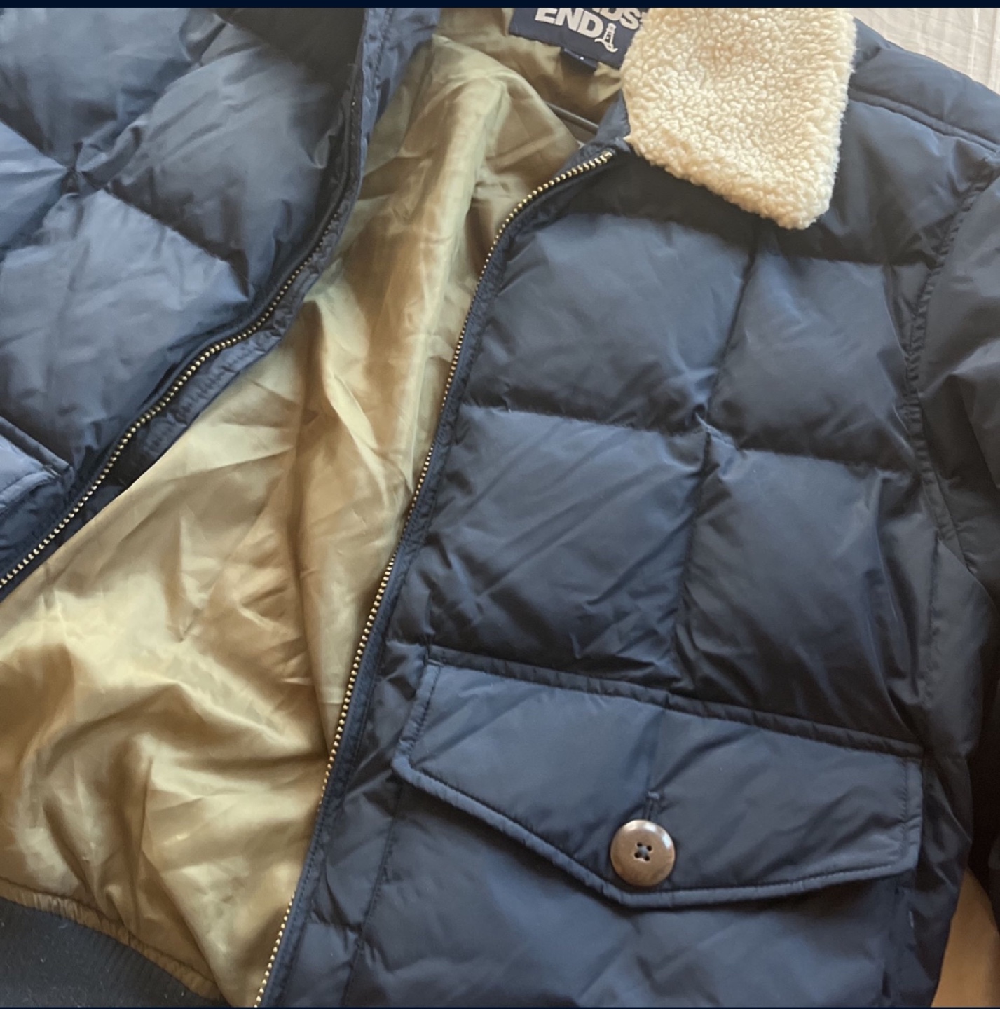 Lands' End Men's Navy Blue Puffer Jacket with Sherpa Collar - photo 2