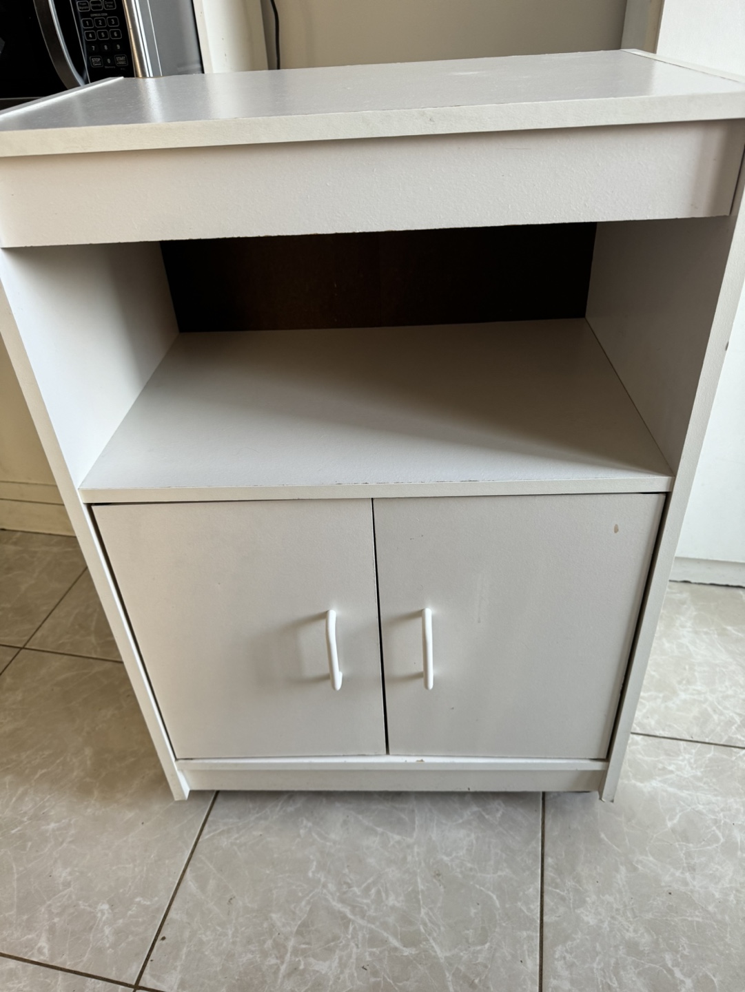 White Kitchen Cabinet with Doors and Shelves
