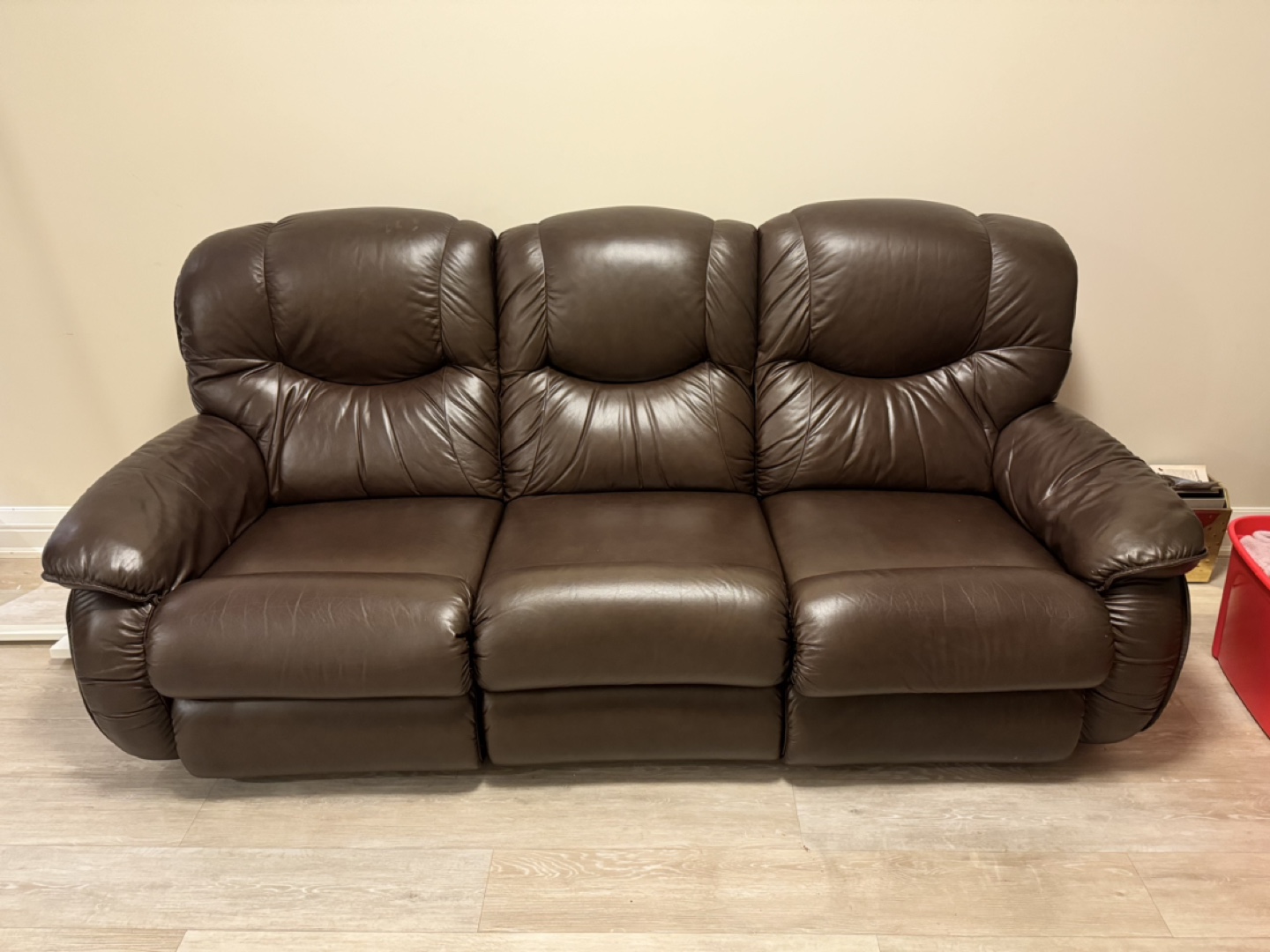LA-Z-BOY Brown Leather Reclining Sofa