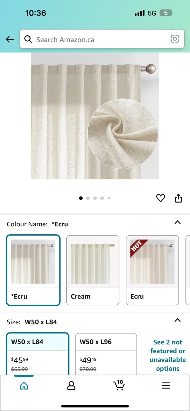 Set of 2 new Linen blend beige Curtains thumbnail