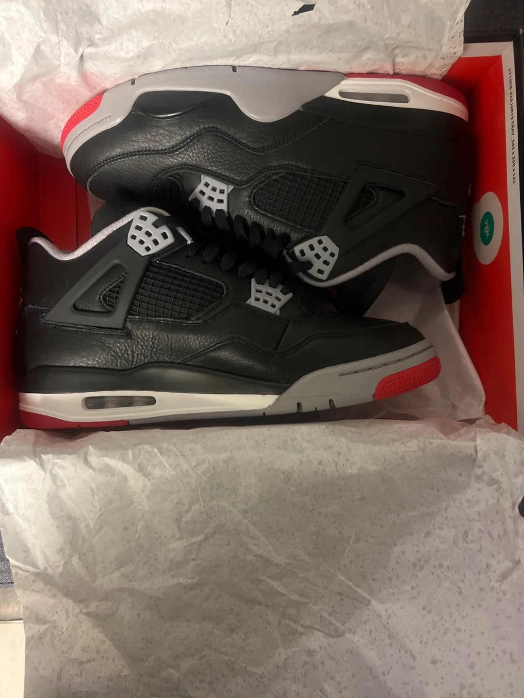 New Air Jordan 4 Retro Black/Fire Red-Cement Grey size 10.5 image indicator(2)