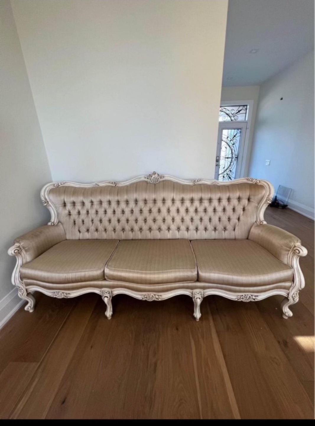 Vintage White and Gold Sofa
