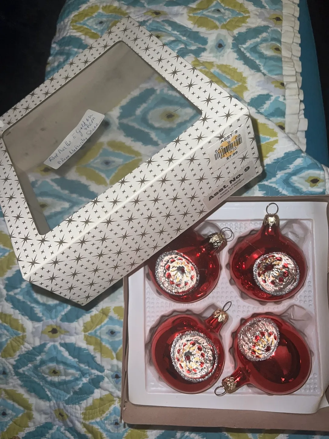 Set of 4 Vintage Glass Ornaments thumbnail