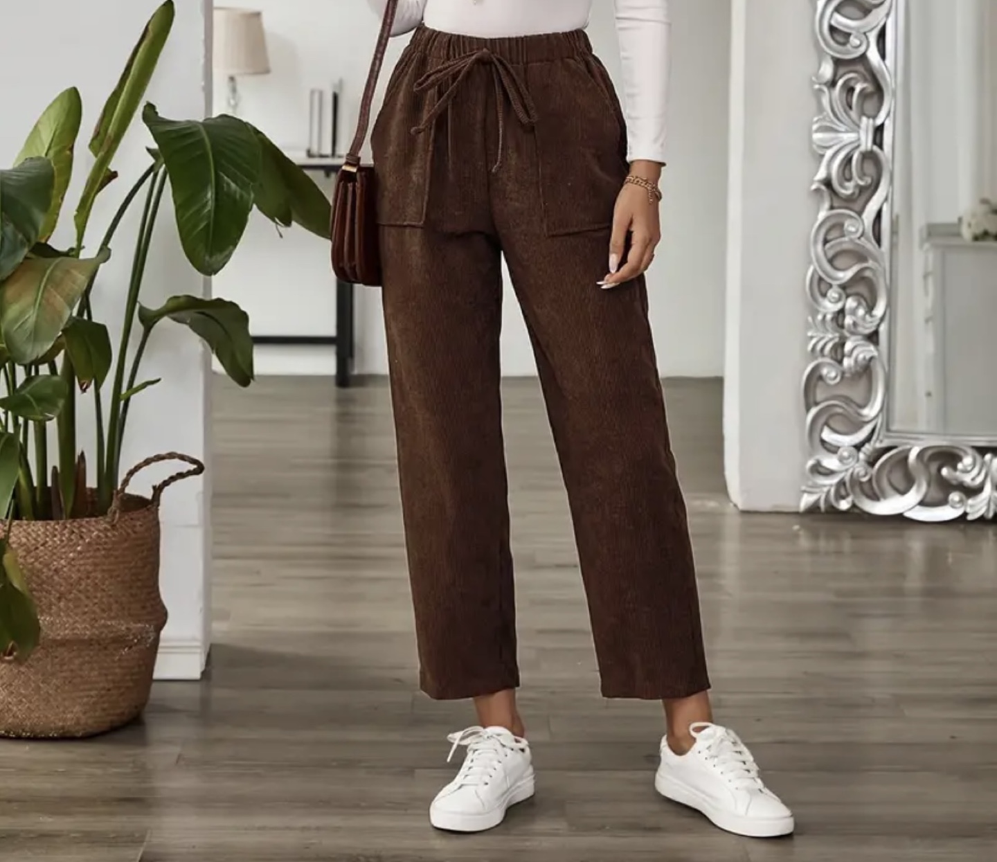 Brown Corduroy Drawstring Pants - photo 2