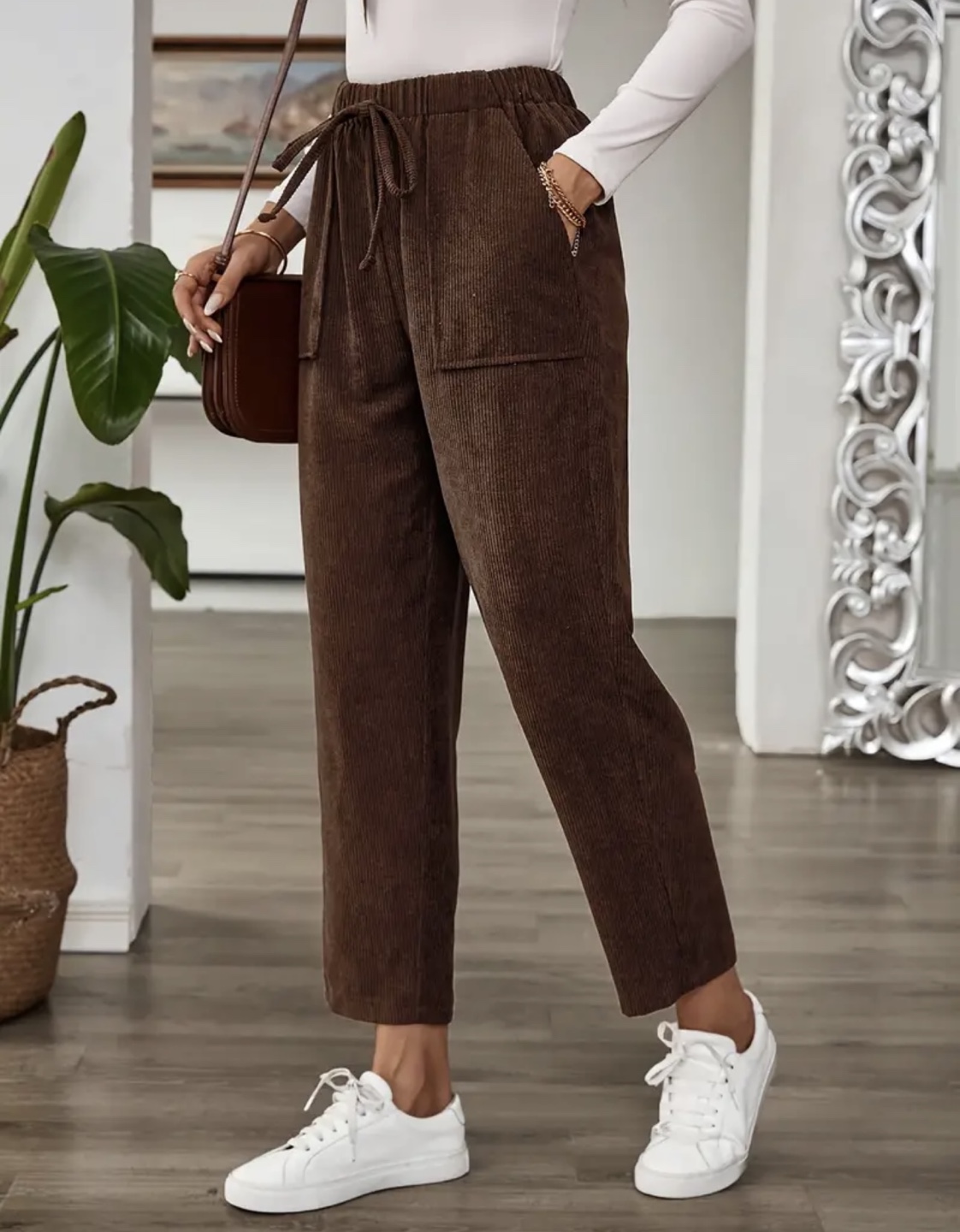Brown Corduroy Drawstring Pants - photo 5