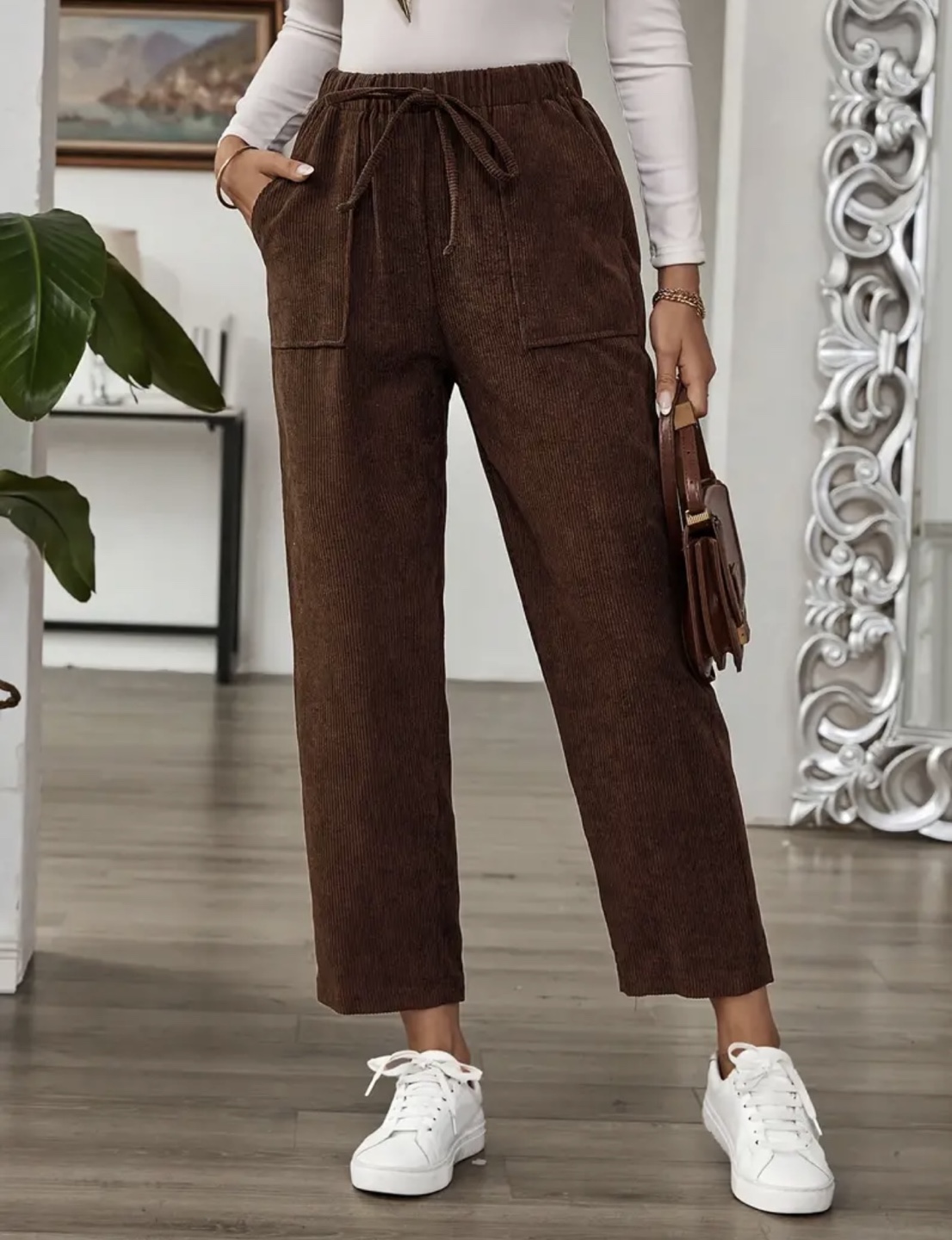 Brown Corduroy Drawstring Pants - photo 3