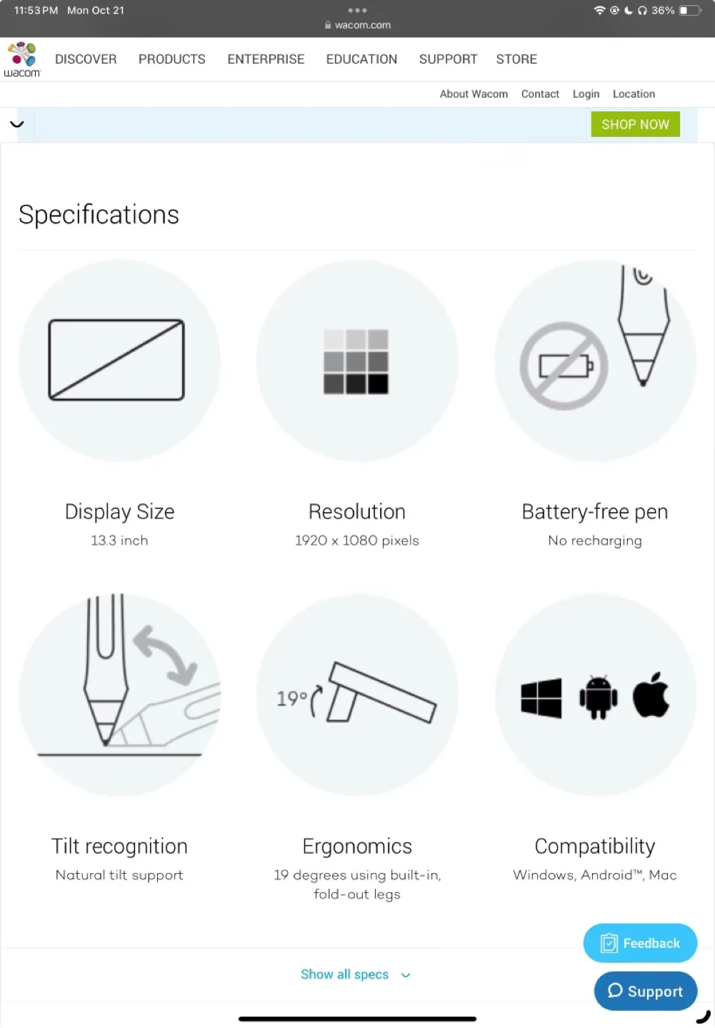 Wacom One Generation One Creative Pen Display 13.3" image indicator(4)