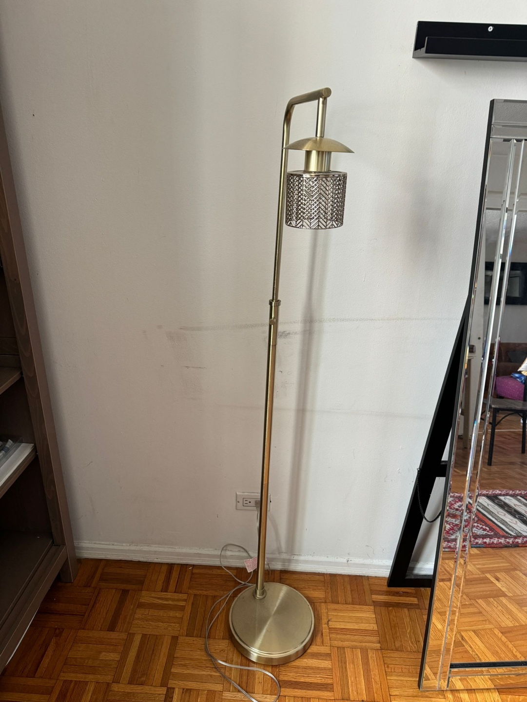 Gold Floor Lamp with Geometric Shade