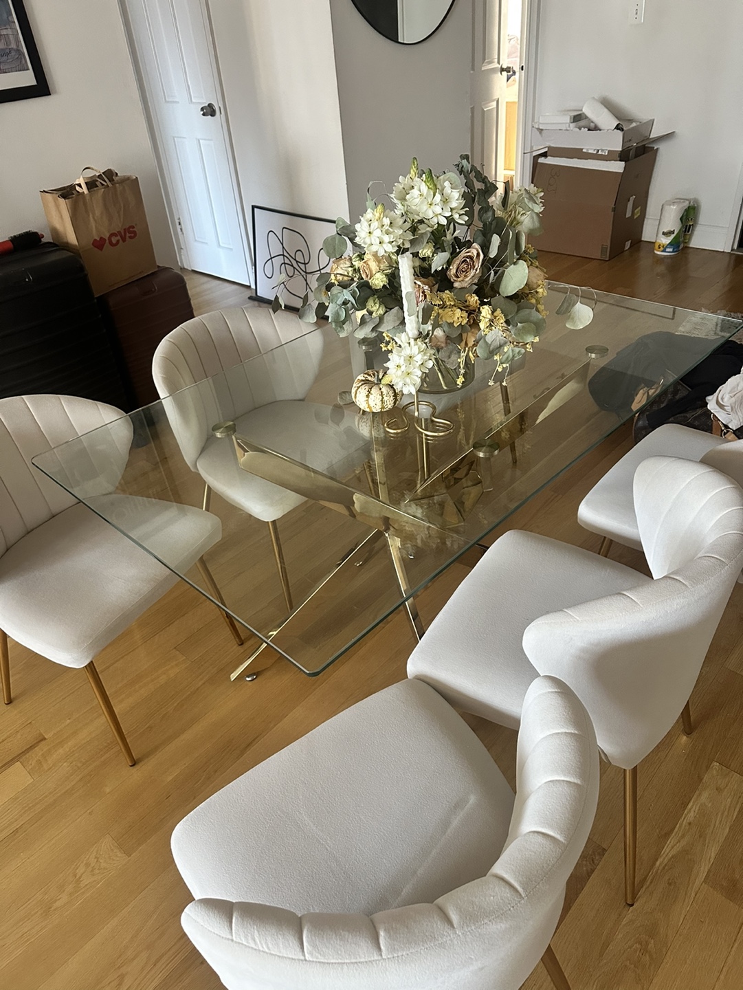 Glass Pedestal Dining Table