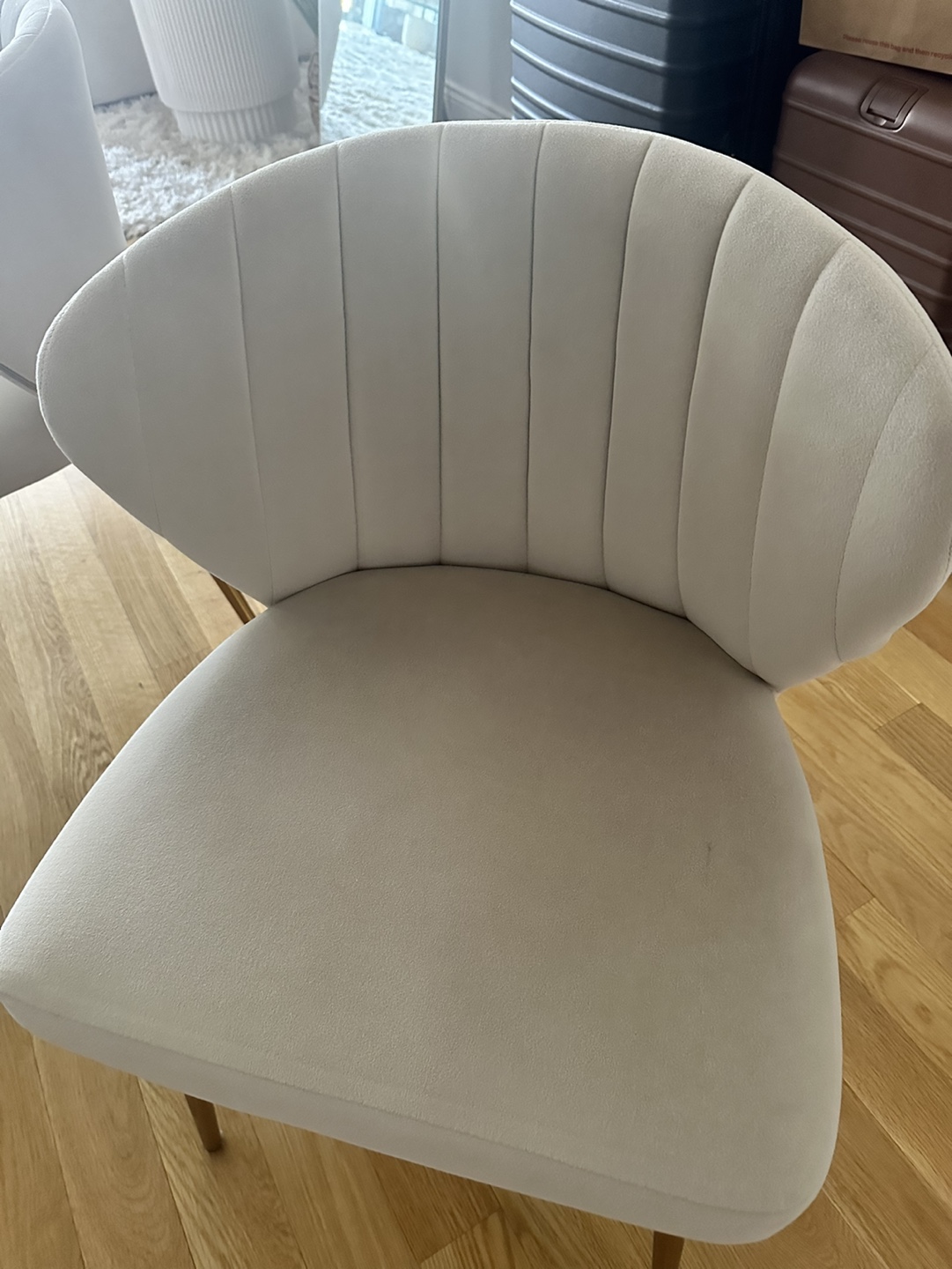 2 Velvet Beige Dining Chairs