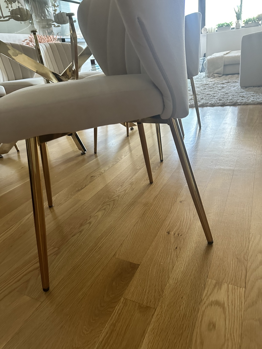 2 Velvet Beige Dining Chairs - photo 4