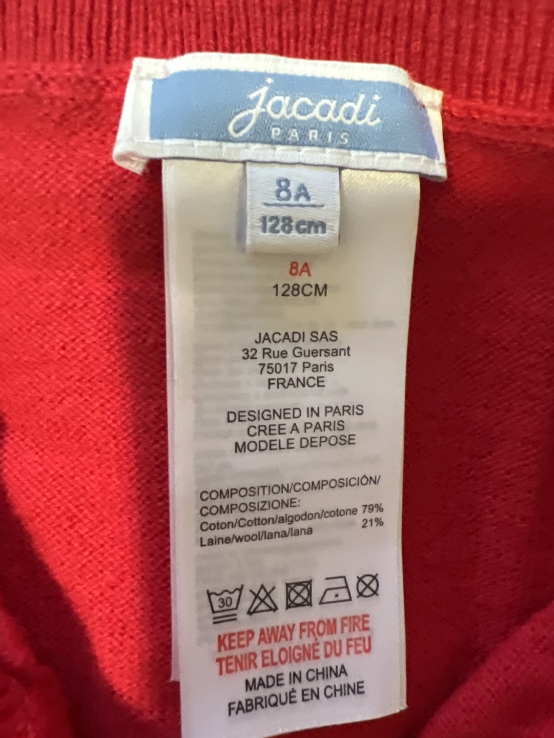 Jacadi Paris Red Cardigan Size 8A - photo 2