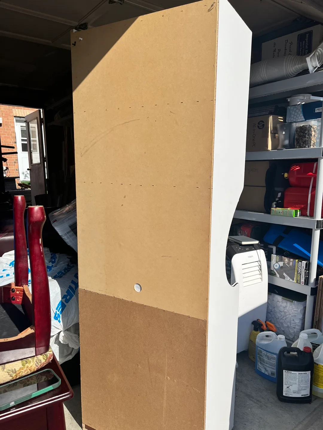 White cabinet with glass doors and marble-look top image indicator(5)