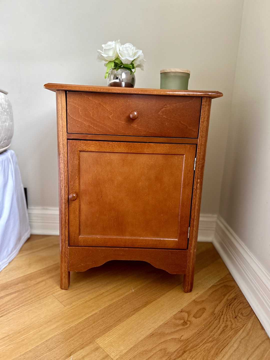 Wooden Nightstand with Drawer and Door - photo 3