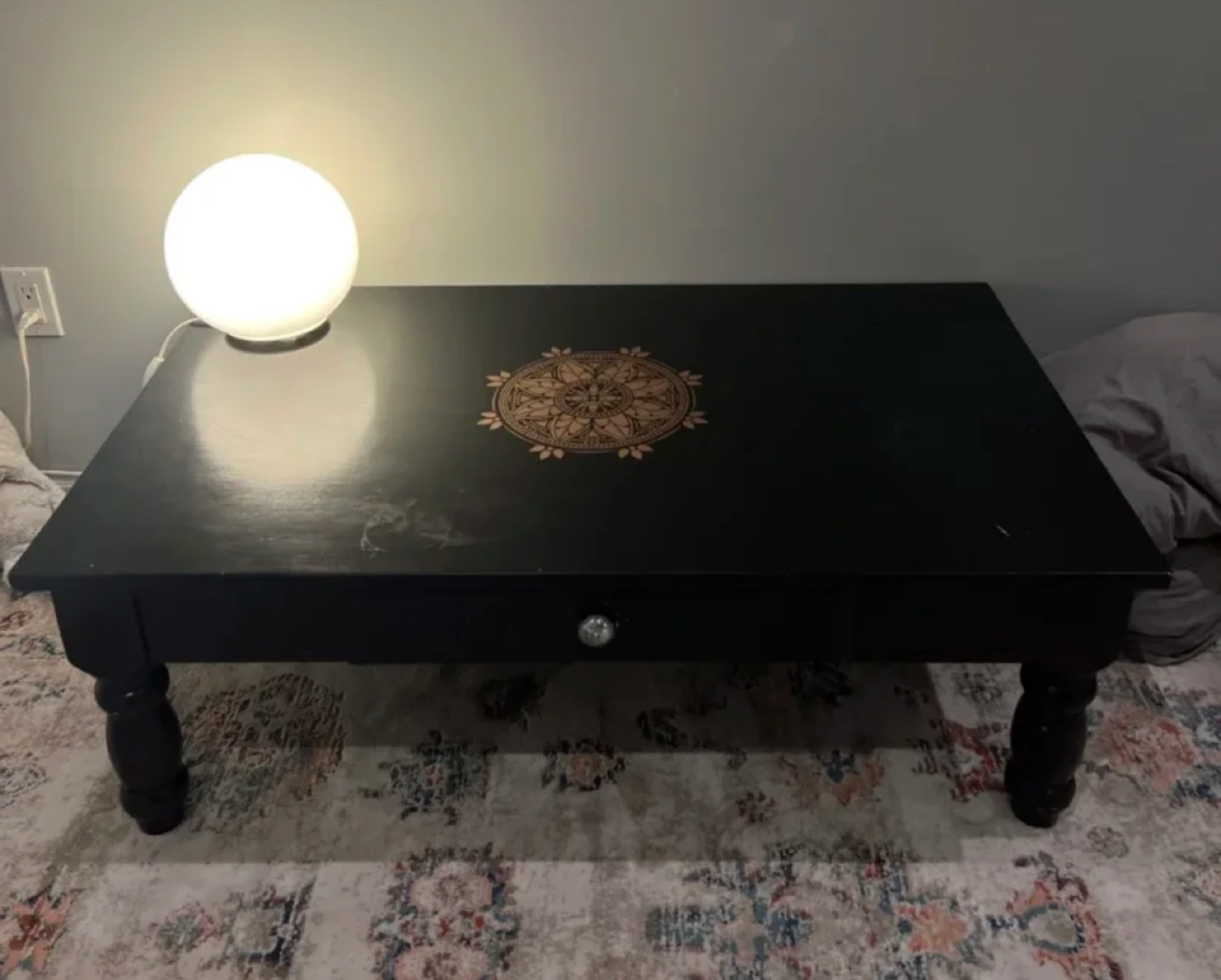 Black Coffee Table with Drawer
