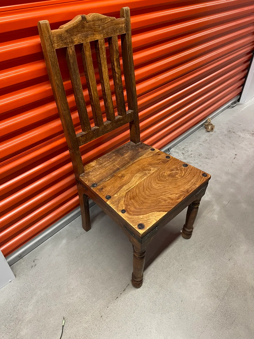 4 Dining Room Wooden Chairs with Metal Accents thumbnail