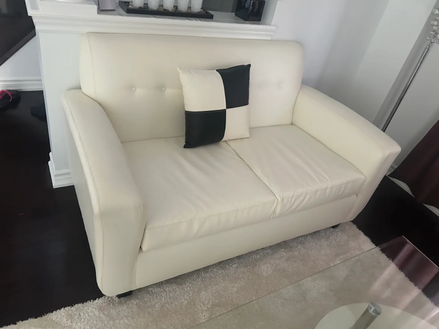 White Faux  Leather Sofa (pay whatever you want) thumbnail