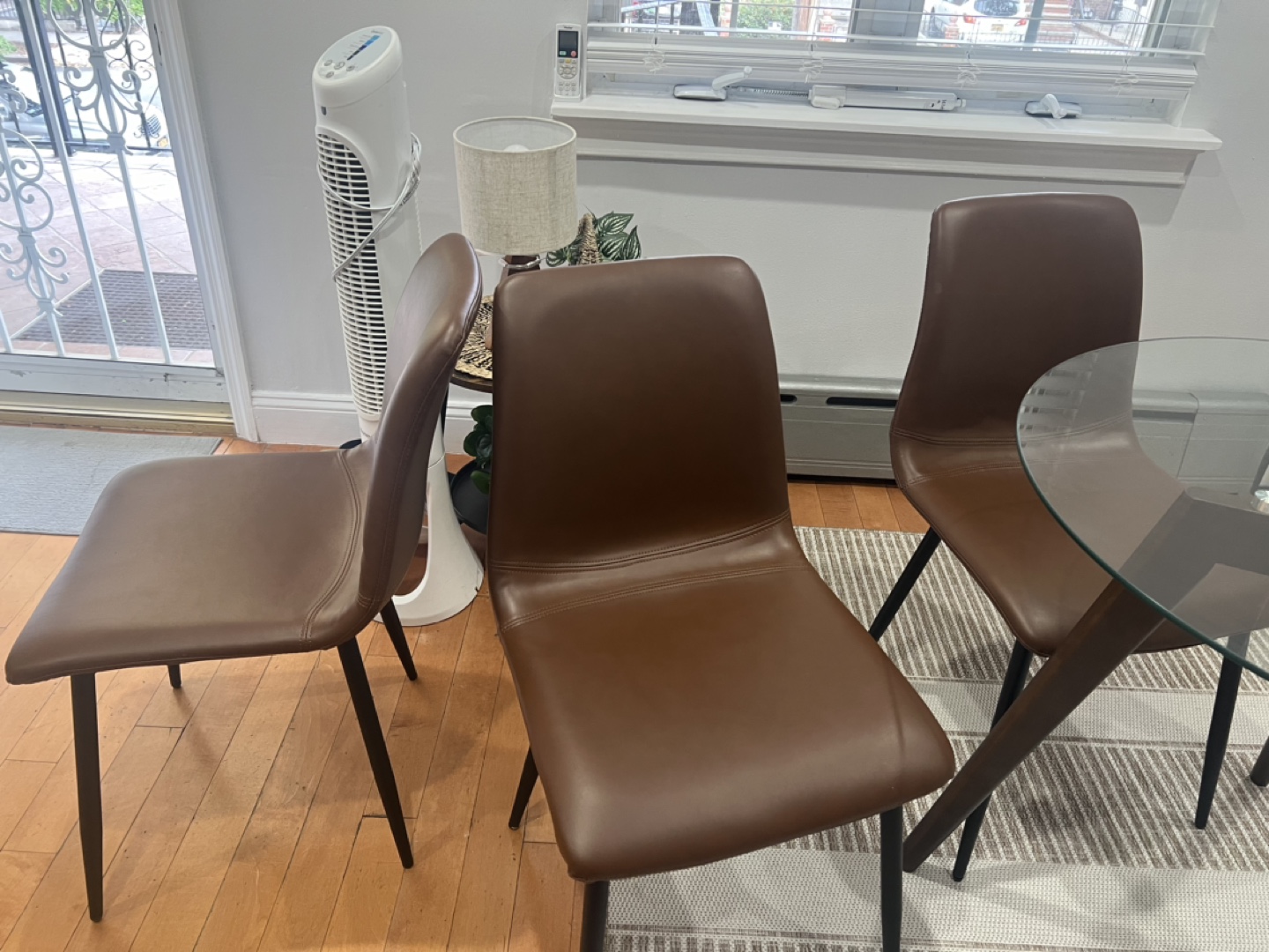 Set of 4 Modern Brown Faux Leather Dining Chairs - photo 4