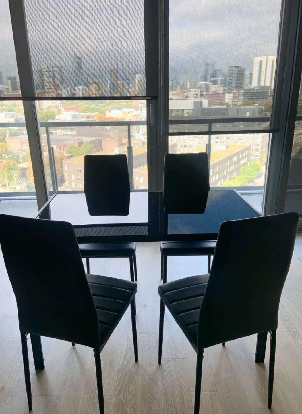 Black Glass Dining Table and 4 Chairs Set image indicator(2)