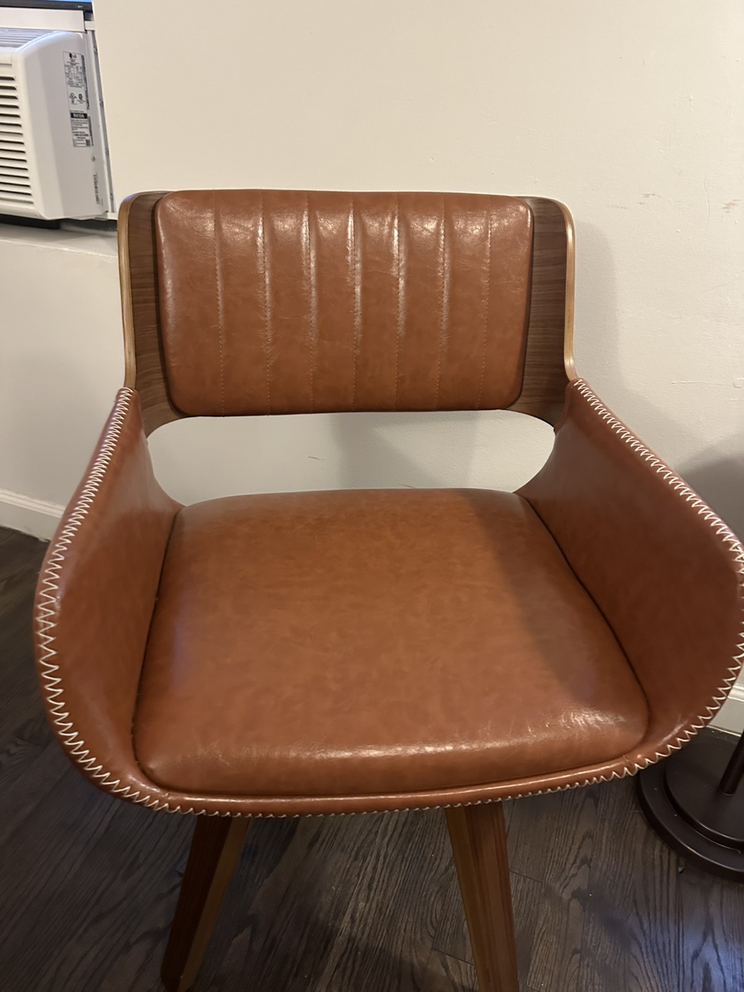 Set of 2 Brown Leather Mid Century Modern Dining Chairs - photo 2