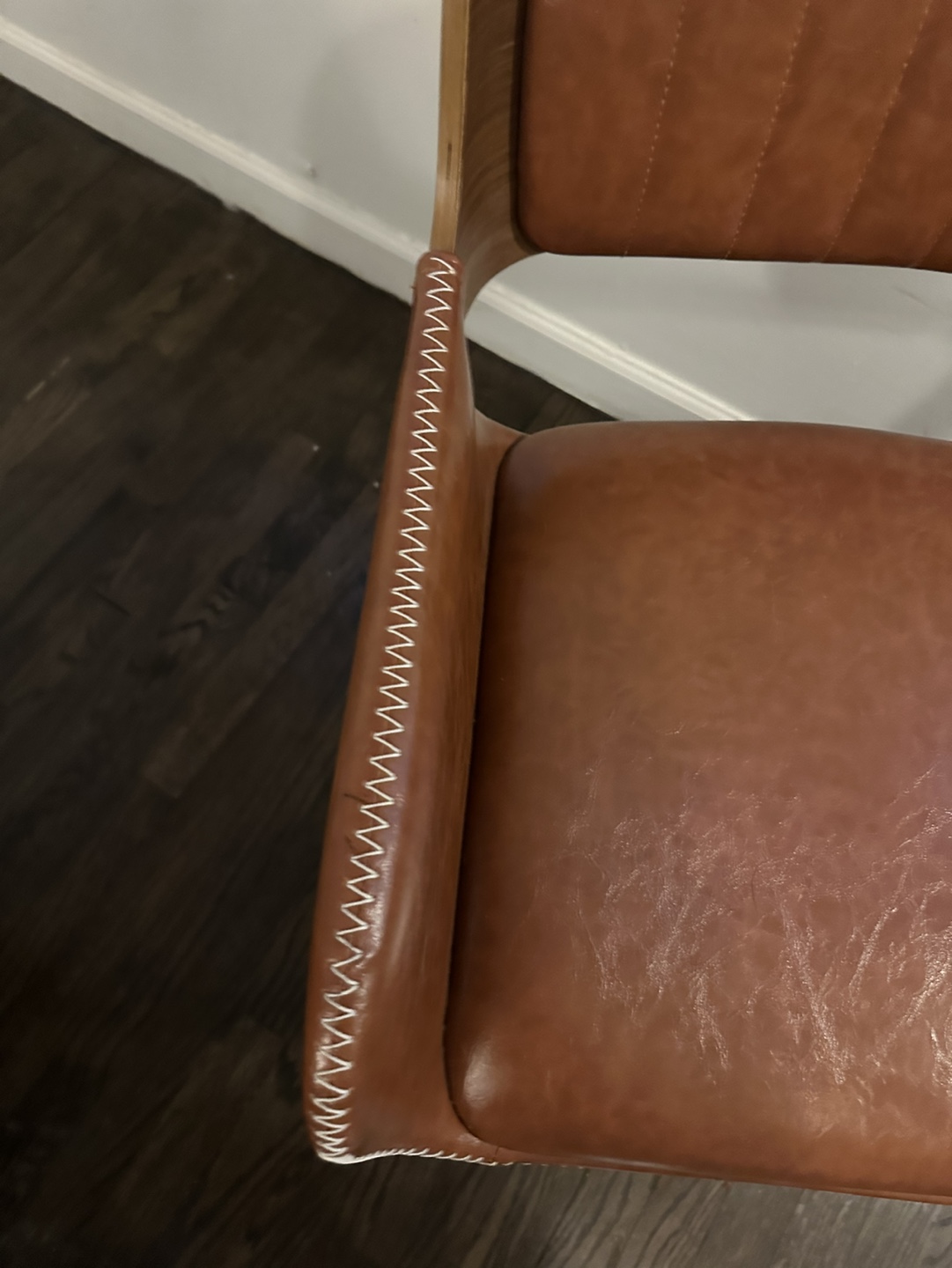 Set of 2 Brown Leather Mid Century Modern Dining Chairs - photo 5