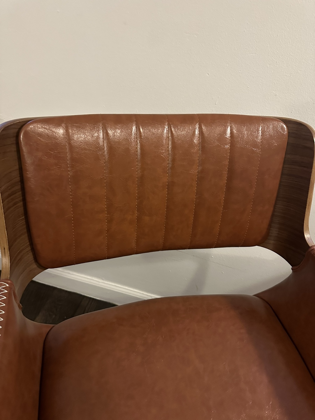 Set of 2 Brown Leather Mid Century Modern Dining Chairs - photo 3