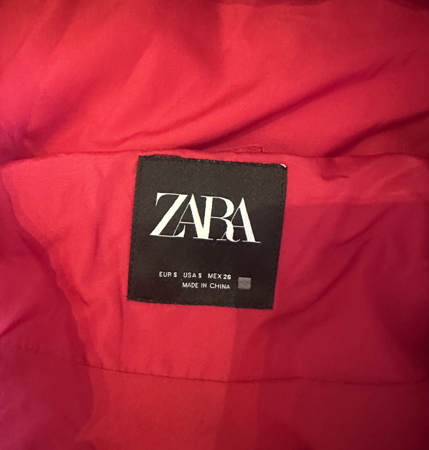 Zara Red Puffer Cropped Jacket - Size S - photo 3