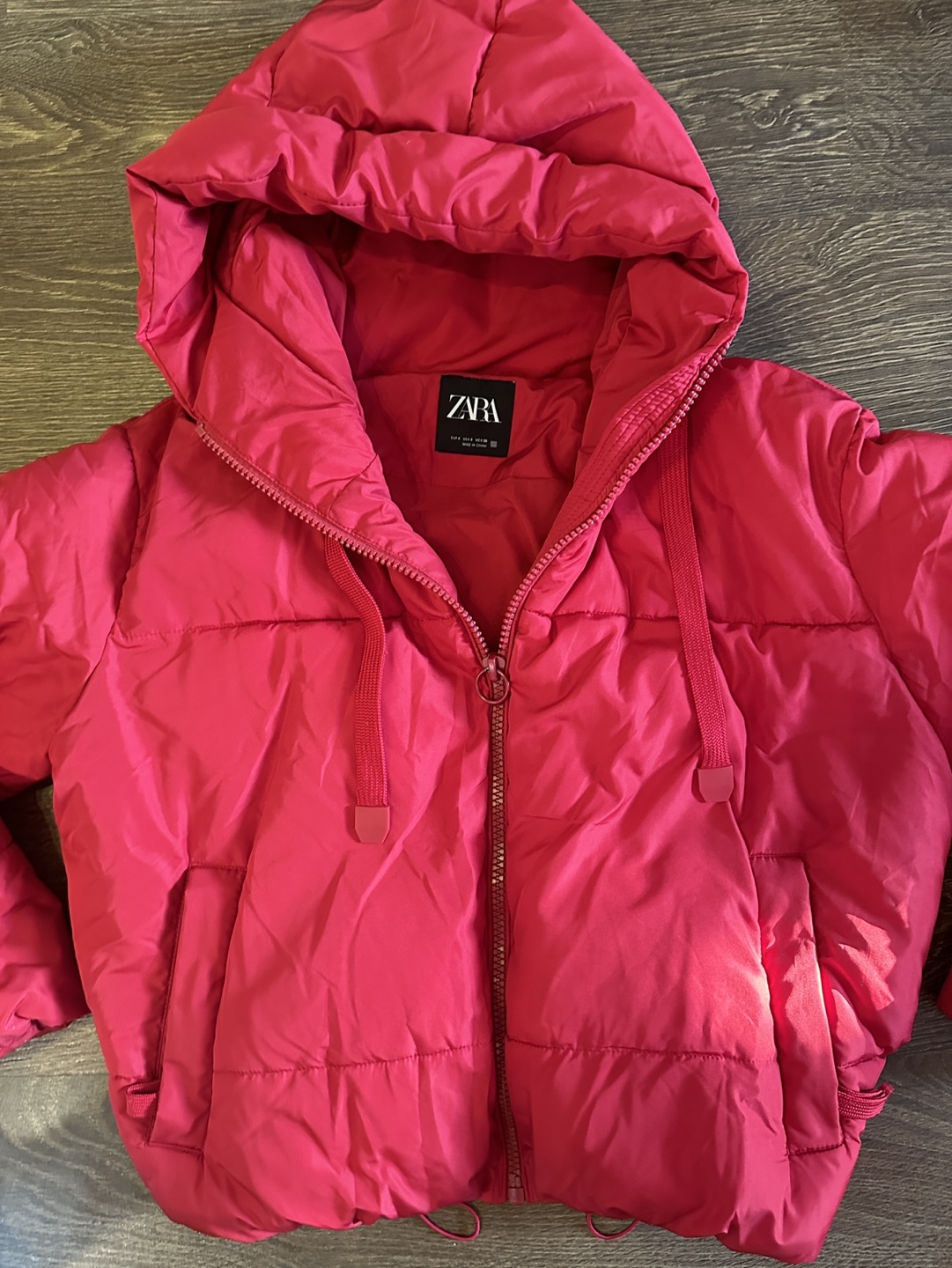 Zara Red Puffer Cropped Jacket - Size S - photo 2