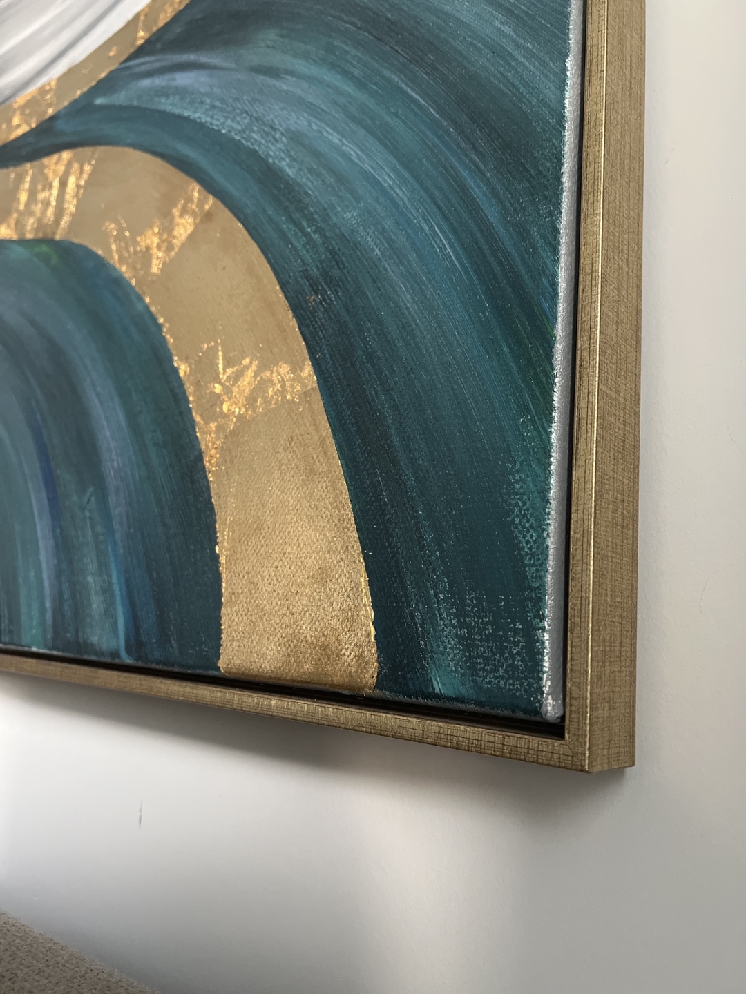 Abstract Gold and Teal Oil Canvas Wall Art - photo 2