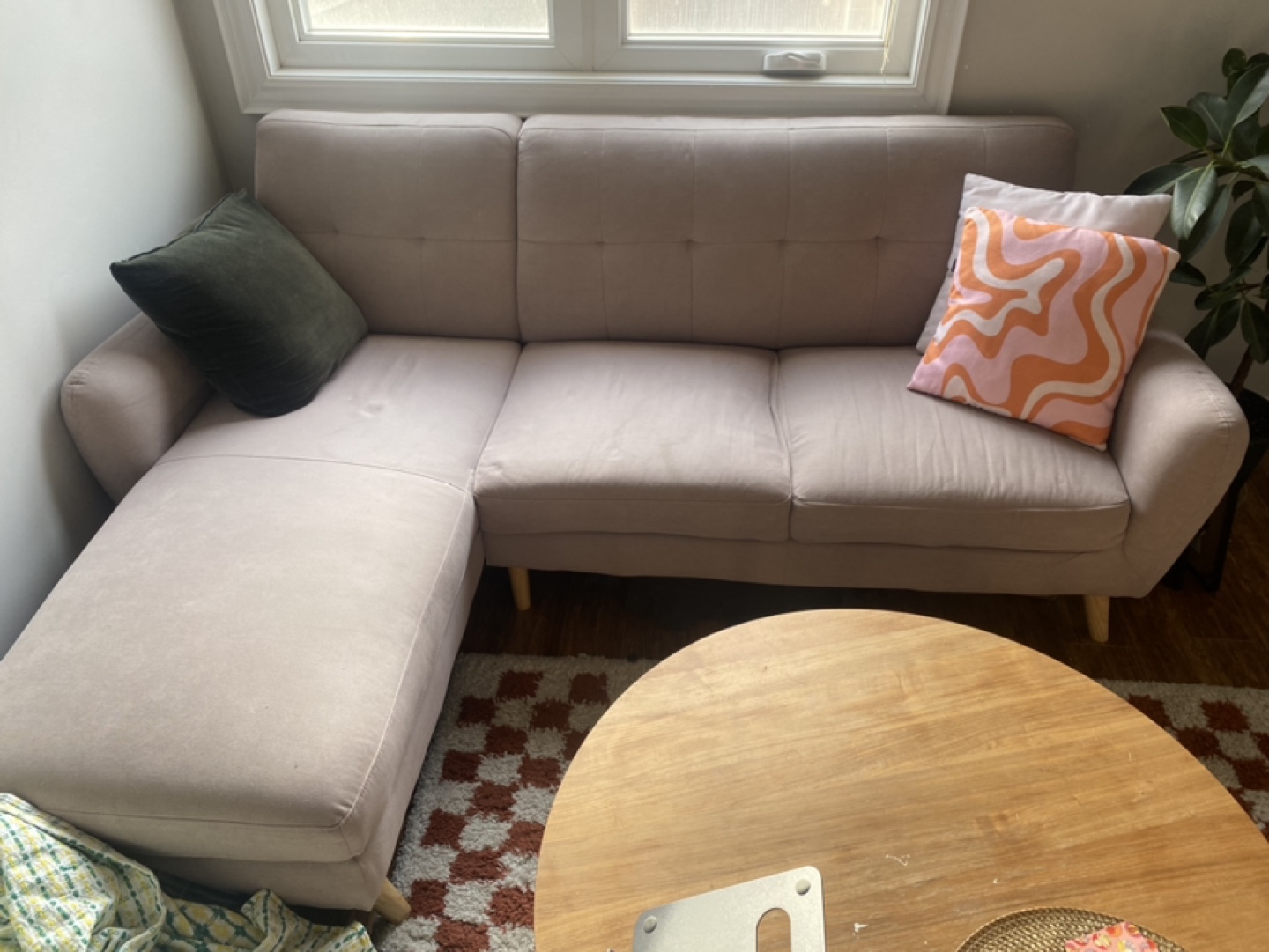 Pale Pink Sectional Sofa - photo 2